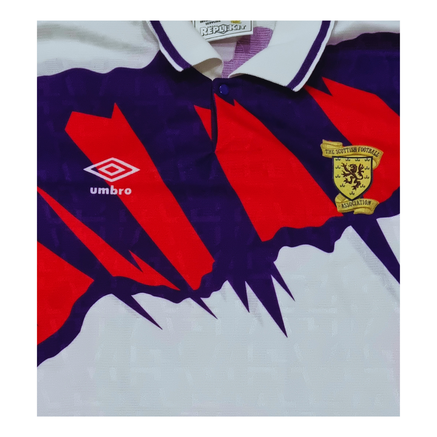 The Scottish football team's home shirt, featuring the iconic Scotland 1992 Away Jersey by Umbro.