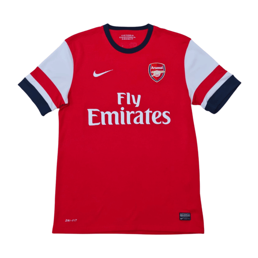 The Nike Arsenal 2013/14 Home Jersey is red and white.