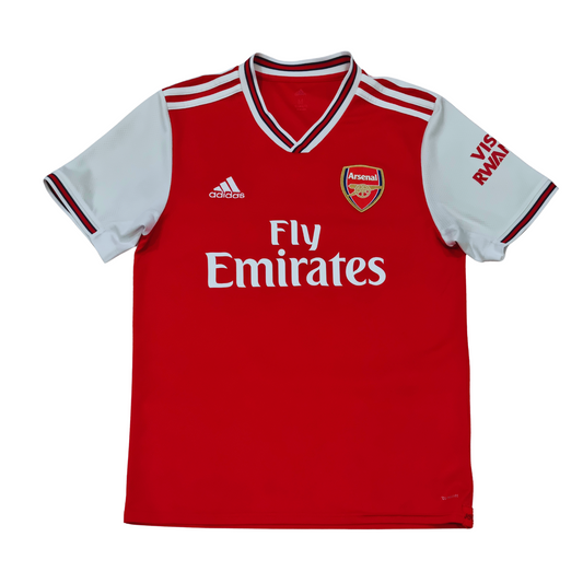 The Arsenal 2019/20 Home Jersey, an Adidas product, features a red and white design.