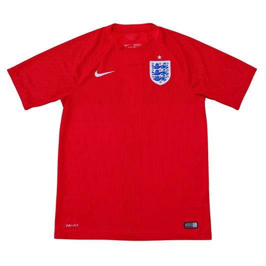 The England 2014 Away Jersey, designed by Nike, is shown in red.