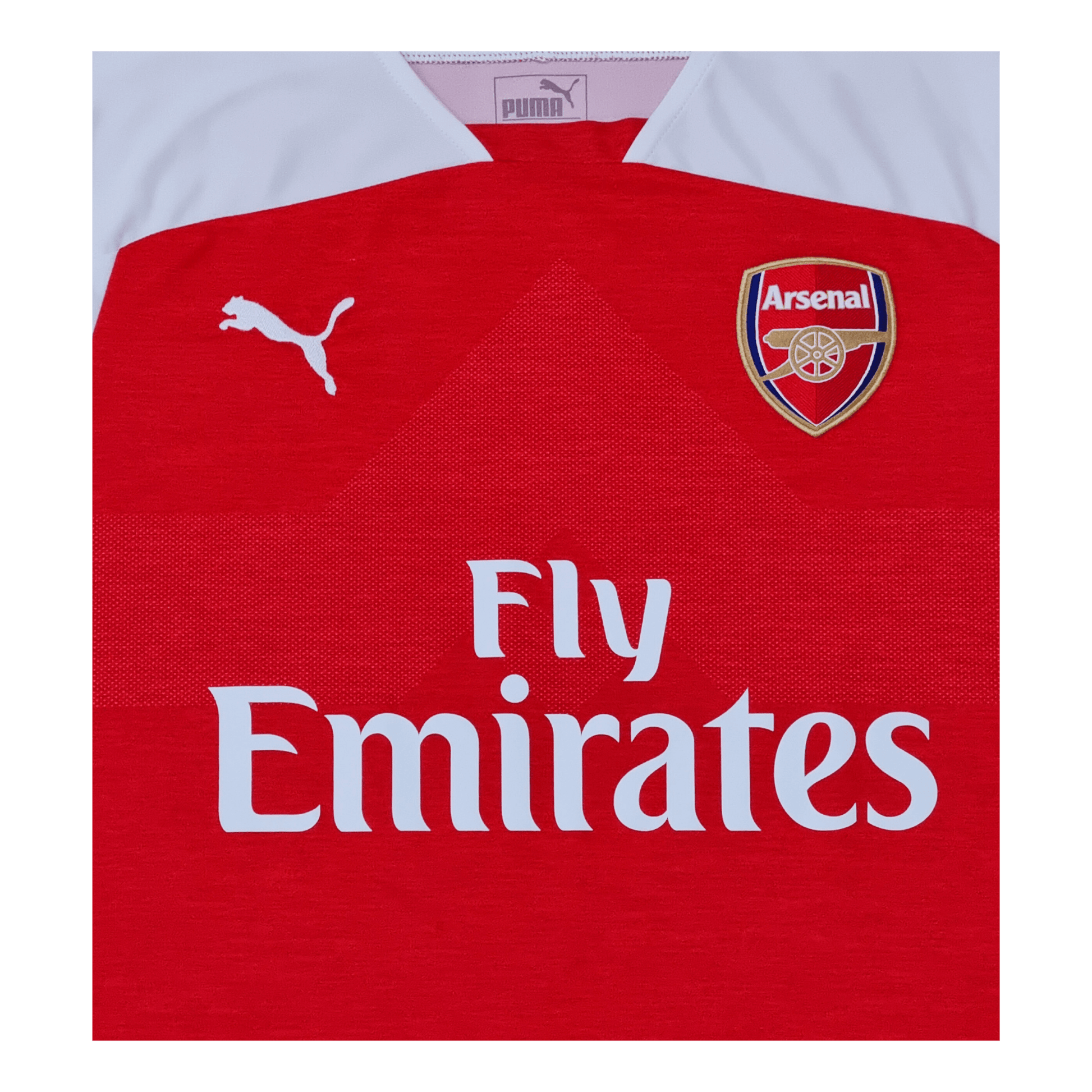 Arsenal 2018/19 Home Jersey Pink, White & Red - Front - Fly Emirates